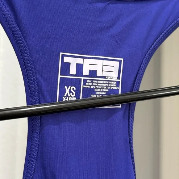 TA3 Scoopy Seamed Zip Sculpting One Piece NWT XS XLong Contour Blue Black - Picture 5 of 15